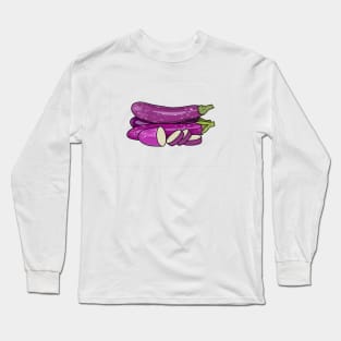 Eggplant cartoon illustration Long Sleeve T-Shirt